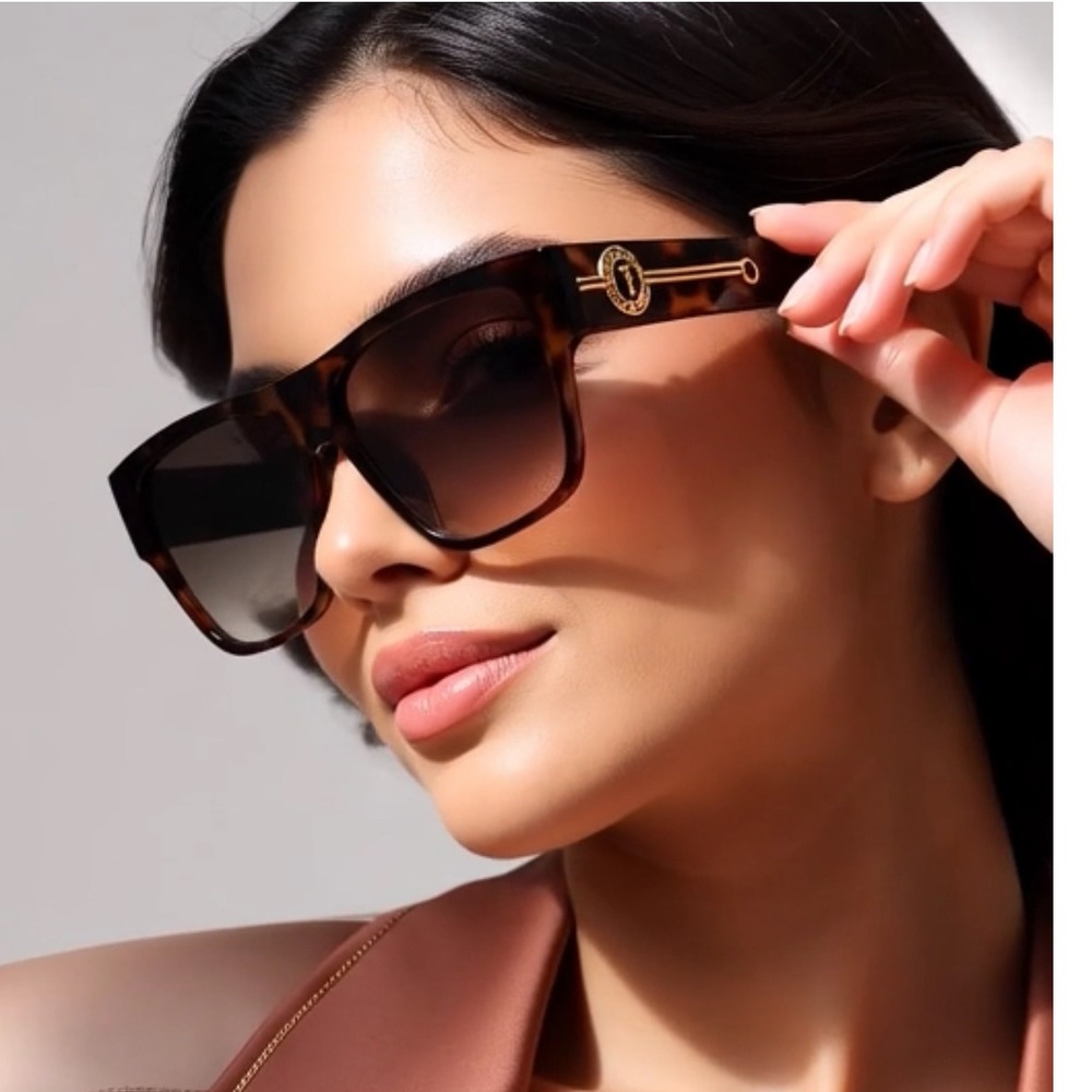 Women Sunglasses Kleo‎ Style Sleek Stylish Bold Flat Top Tortoise Classic Female